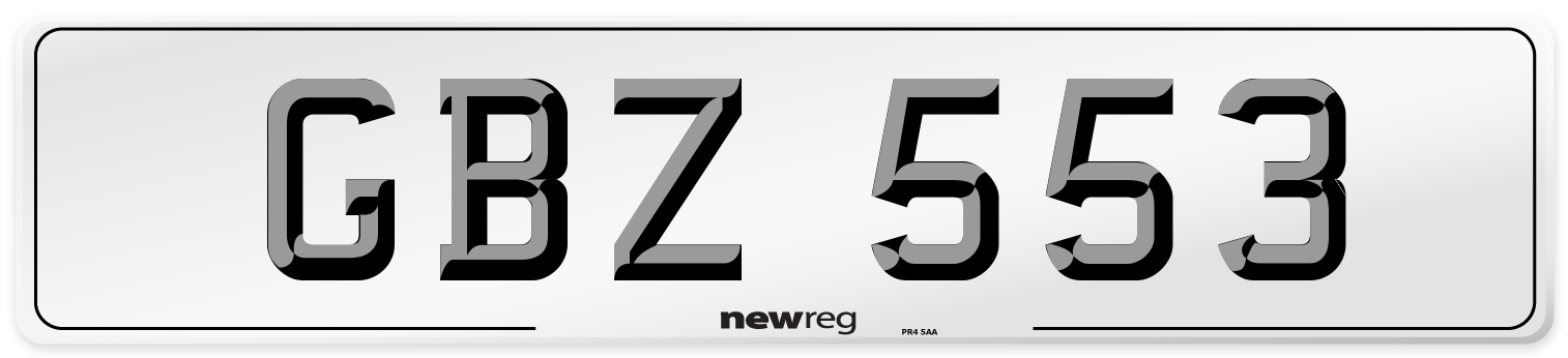 GBZ 553 Number Plate from New Reg